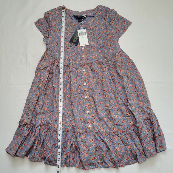 Polo Ralph Lauren Babydoll Dress Button Front Blue Floral Sz 10 Cottagecore NEW - Picture 9 of 11